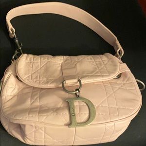Dior pink leather shoulder bag
